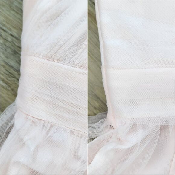 🍑David's Bridal Pink Petal Tulle One Shoulder Dress Size 2 - Picture 10 of 14